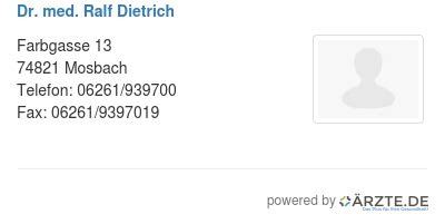 Dr. med. Ralf Dietrich, Internist in 74821 Mosbach, Farbgasse 13.